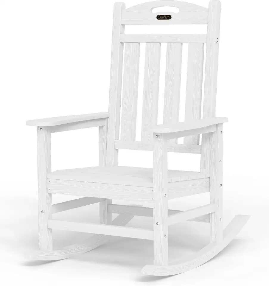Outdoor Rocking Chair, HDPE Patio Rocking Chair, All Weather,White