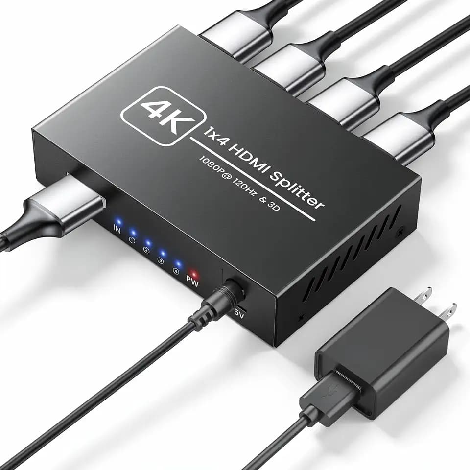 4K HDMI Splitter 1 in 4 Out, Supports 1080P@120Hz, Up to 100ft Transmission