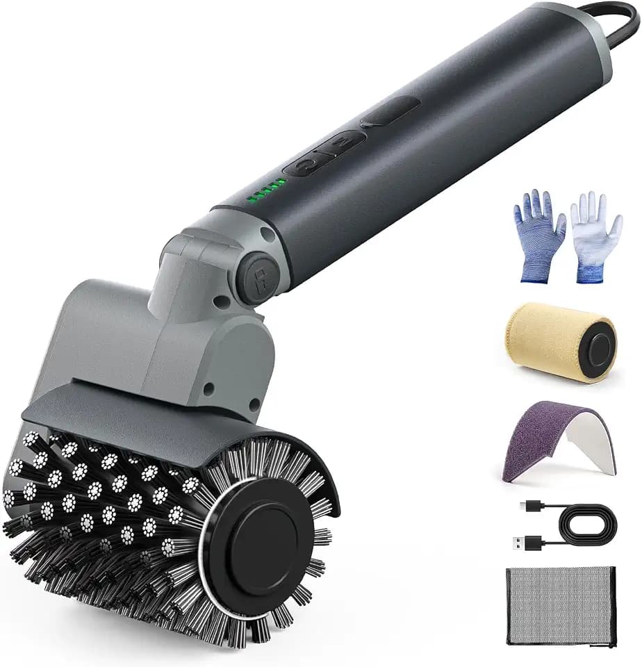 Electric Grill Brush 150Mins Runtime, 3-Speed BBQ Cleaner with 3 Heads for Cast Iron/Steel Grates