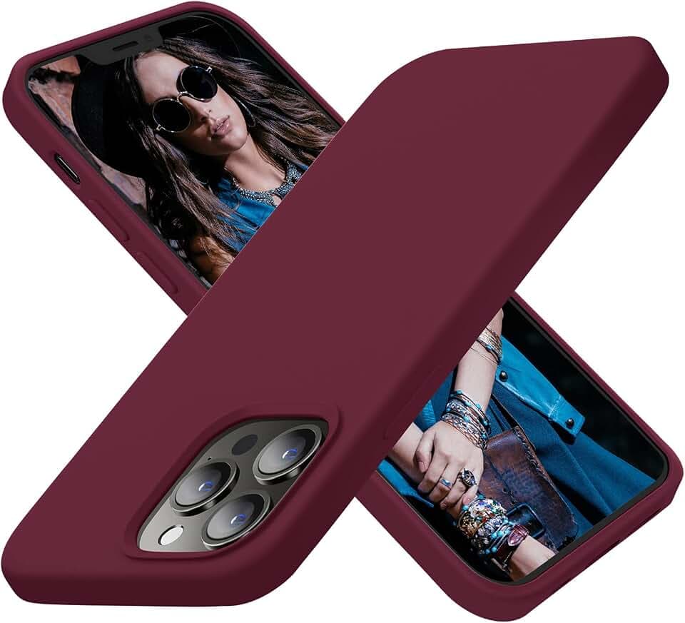 Cordking Designed for iPhone 13 Pro Max Case, Silicone Ultra Slim Shockproof Protective Phone Case with [Soft Anti-Scratch Microfiber Lining], 6.7 inch, Plum