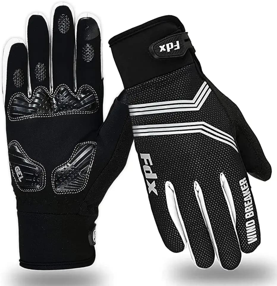 FDX Thermo Fahrradhandschuhe Herren Damen Winter mit Gelpolsterung Wasserdicht Winddicht Warm Atmungsaktiv Anti-Slip Touchscreen Funktion Ideal Radfahren Pendeln Lauftraining