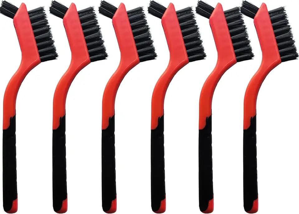 6-Pack Nylon Cleaning Brushes - Non-Scratch Nylon Bristles for Delicate Surfaces & Daily Cleaning | Ergonomic Grip with Mini Head & Hanging Hole