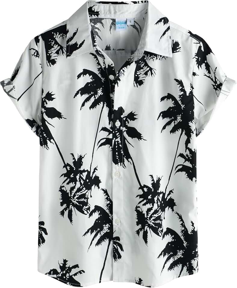 VATPAVE Boys Hawaiian Shirt Short Sleeve Button Down Summer Beach Shirts