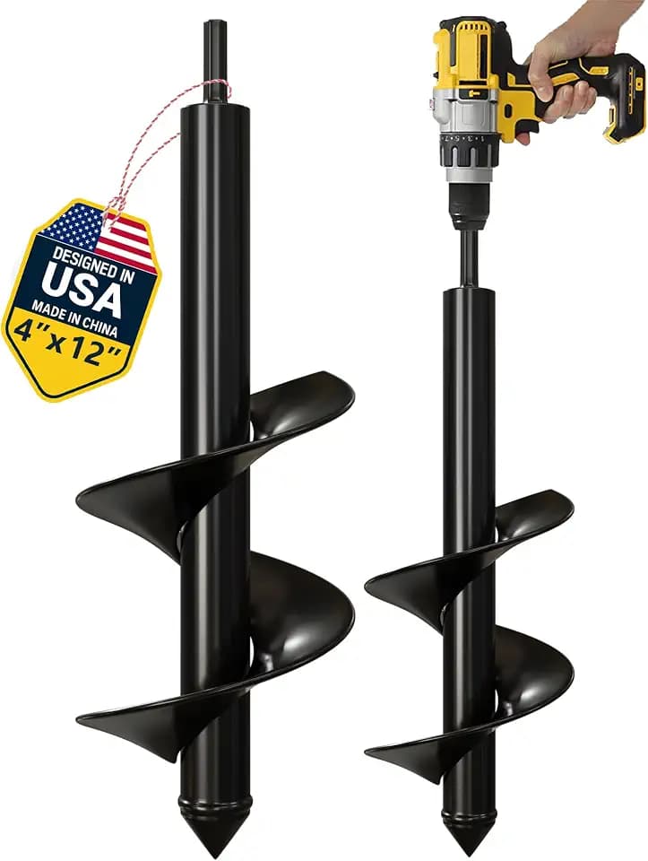 K-Brands Auger Drill Bit for Planting – 4 x 12 Inch – 3/8'' Hex Drive Drill