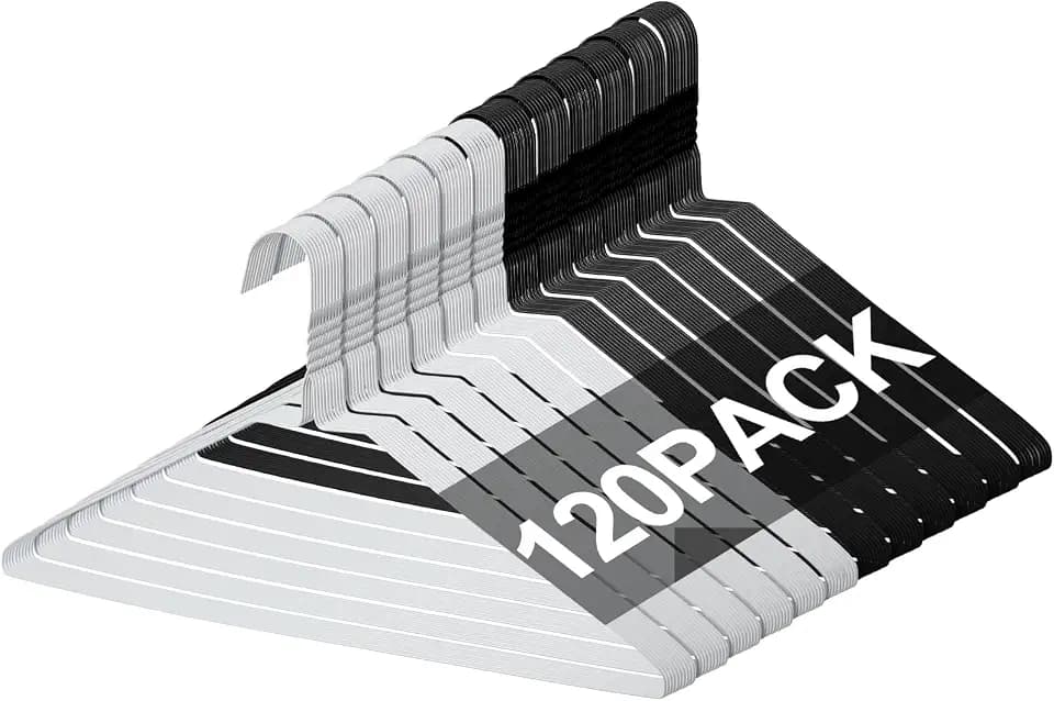 Yuntau 120 Pcs Wire Hangers Bulk Dry Cleaner Hangers,Black and White