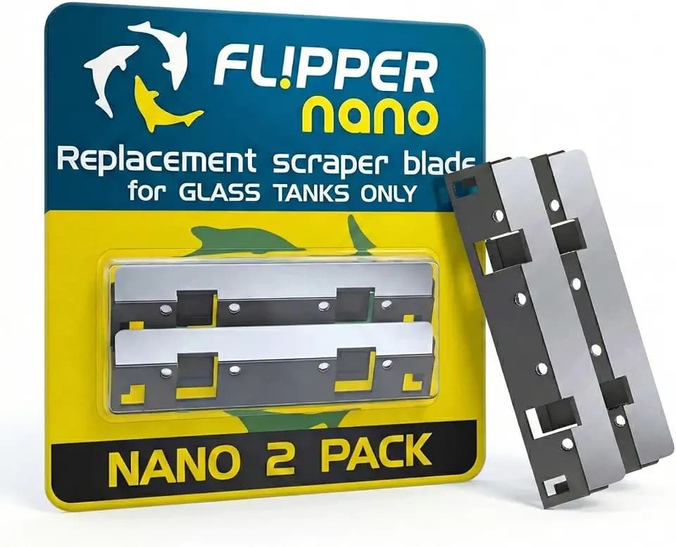 Flipper Nano Aquarium Algae Scraper for Fish Tank Cleaning Kits – Stainless Steel Replacement Blades for Glass Tanks – Aquarium Cleaner Blades, 2 Pack