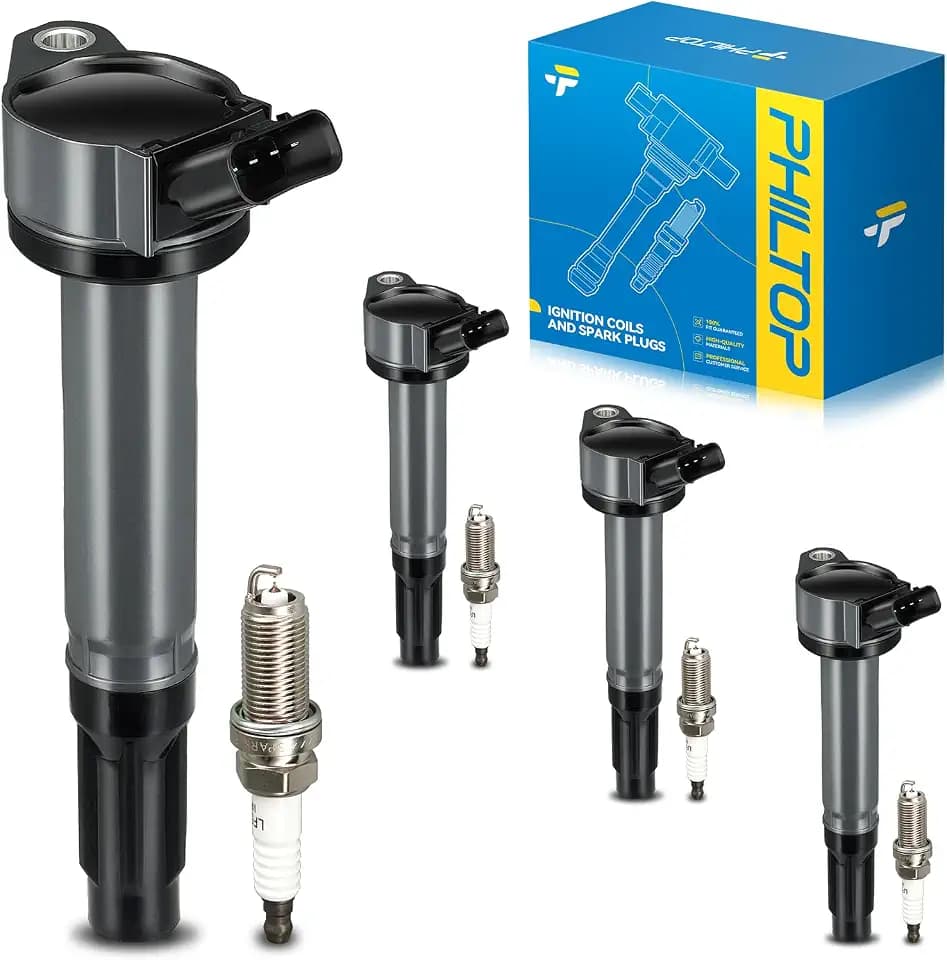 PHILTOP UF487 Ignition Coil Pack and Spark Plugs Kit Fits Toyota RAV4