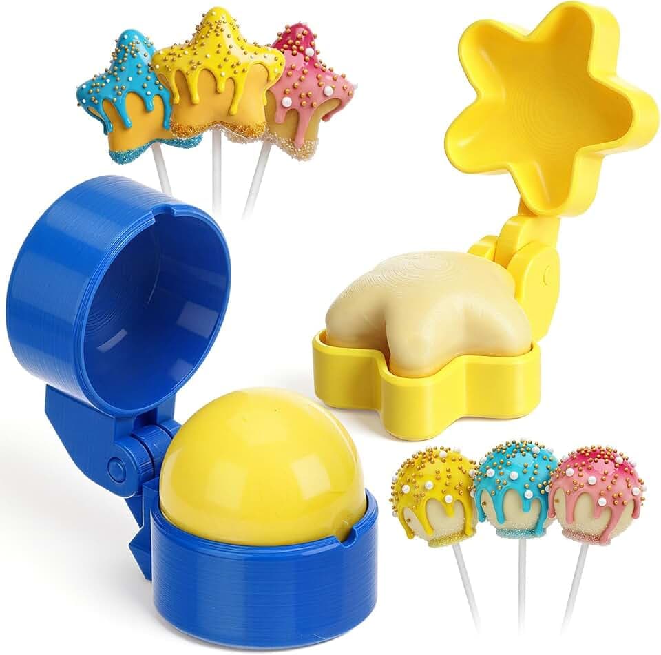 2 Pcs Large Round and Star Cake Pop Molds Shapes Press Set