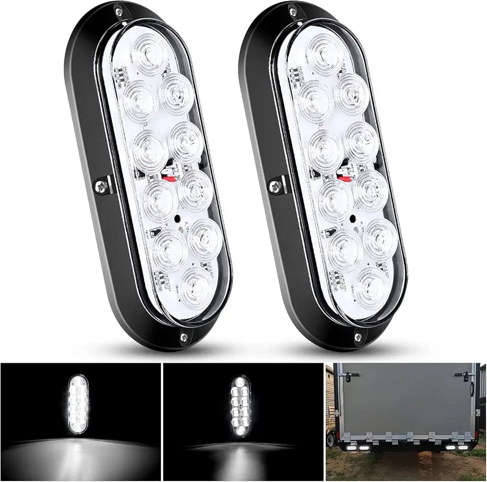 Nilight Trailer Tail Lights 2PCS 6 Inch Reverse Back Up LED Lamp, White
