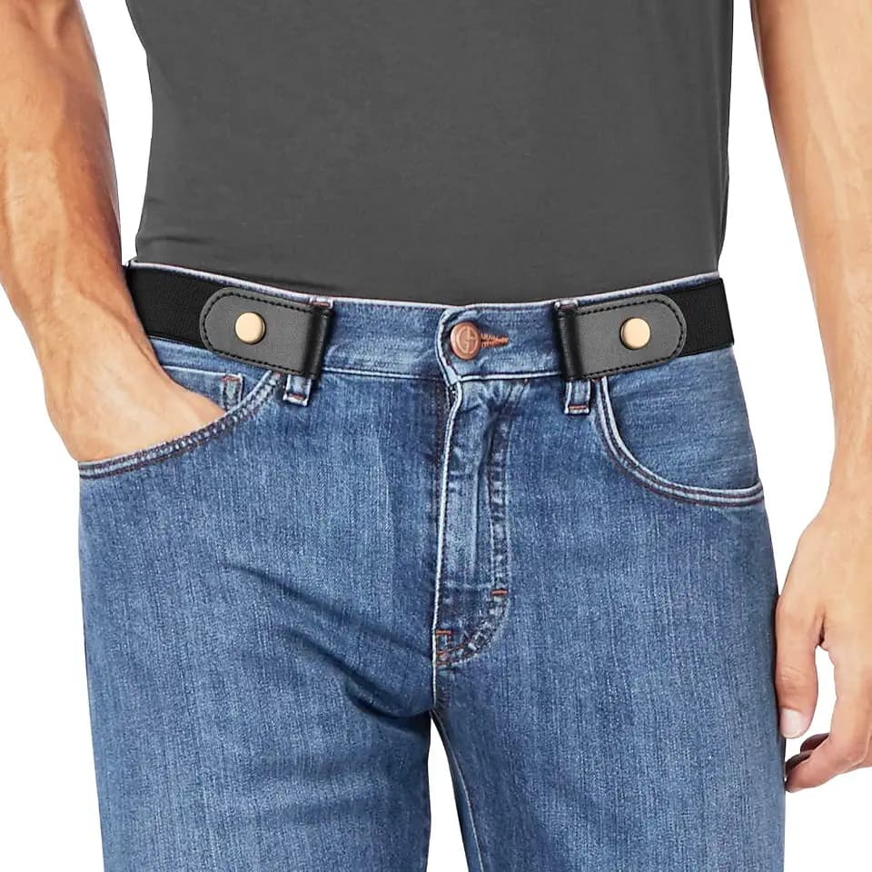 JasGood Herren Schnallenloser Gürtel Elastischer Gürtel Ohne Schnalle 3,5cm Breite, Herren Schnallenfreier Unsichtbarer Gürtel für Jeans Hosen