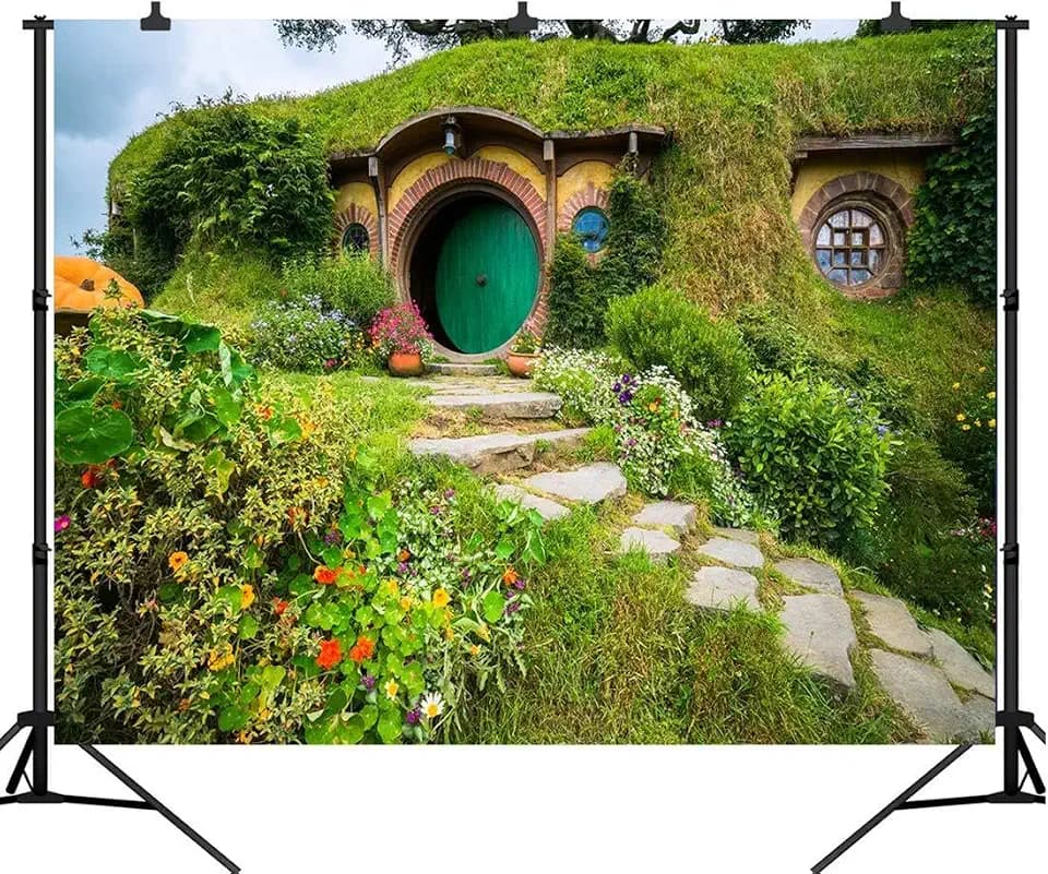 5x3ft Fantasy Rural Green Cabin Backdrop Birthday Party Banner Background Baby Shower Photography Seamless Vinyl Photo Studio Prop PGT546M