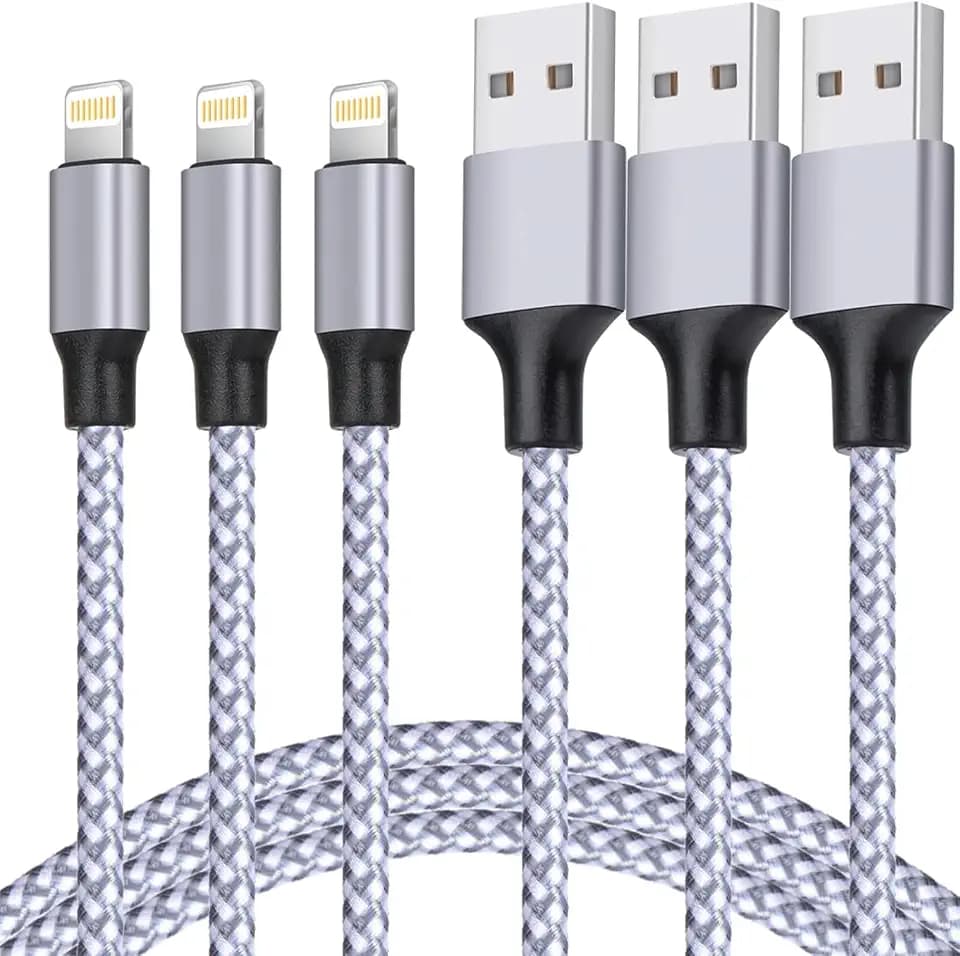 iPhone Charger, Lightning Cable 3PACK 6FT MFi Certified USB Charging Cord