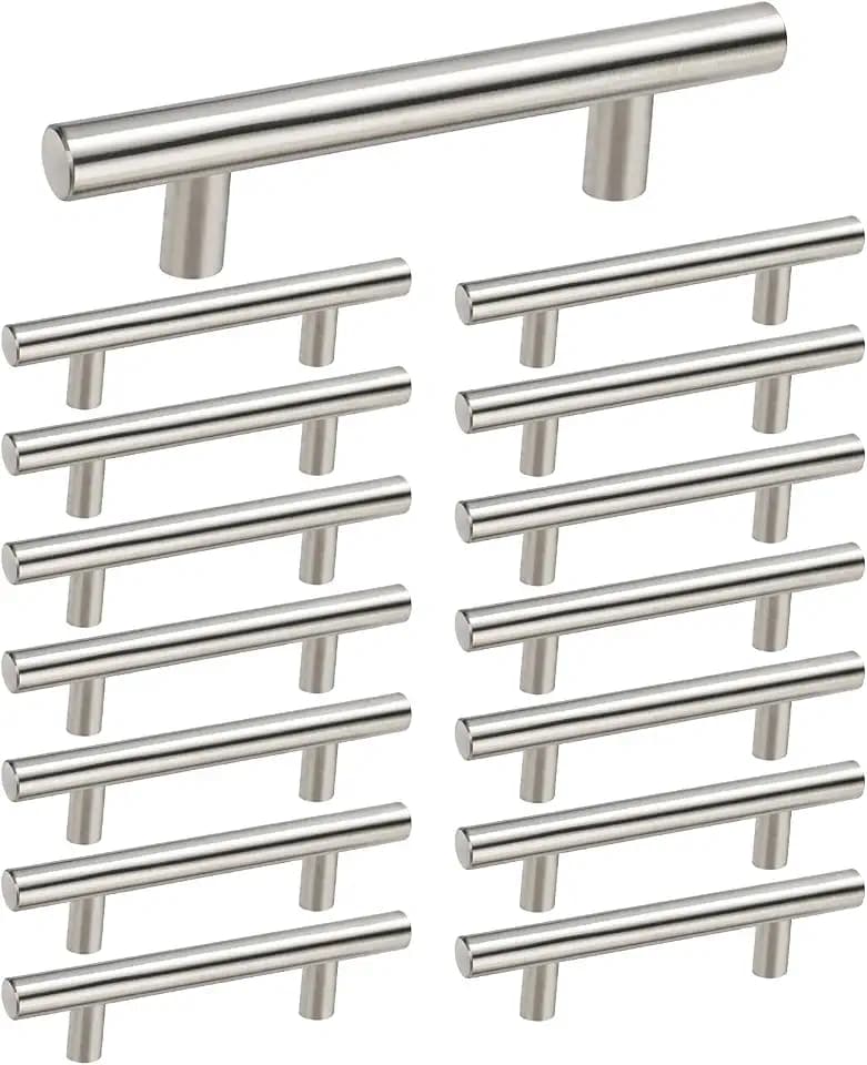 homdiy Cabinet Handles Brushed Nickel Cabinet Pulls - HD201SN Modern Drawer Handles Stainless Steel Cabinet Hardware 4-1/2in Hole Centers Kitchen Cabinet Handles Cupboard Handles