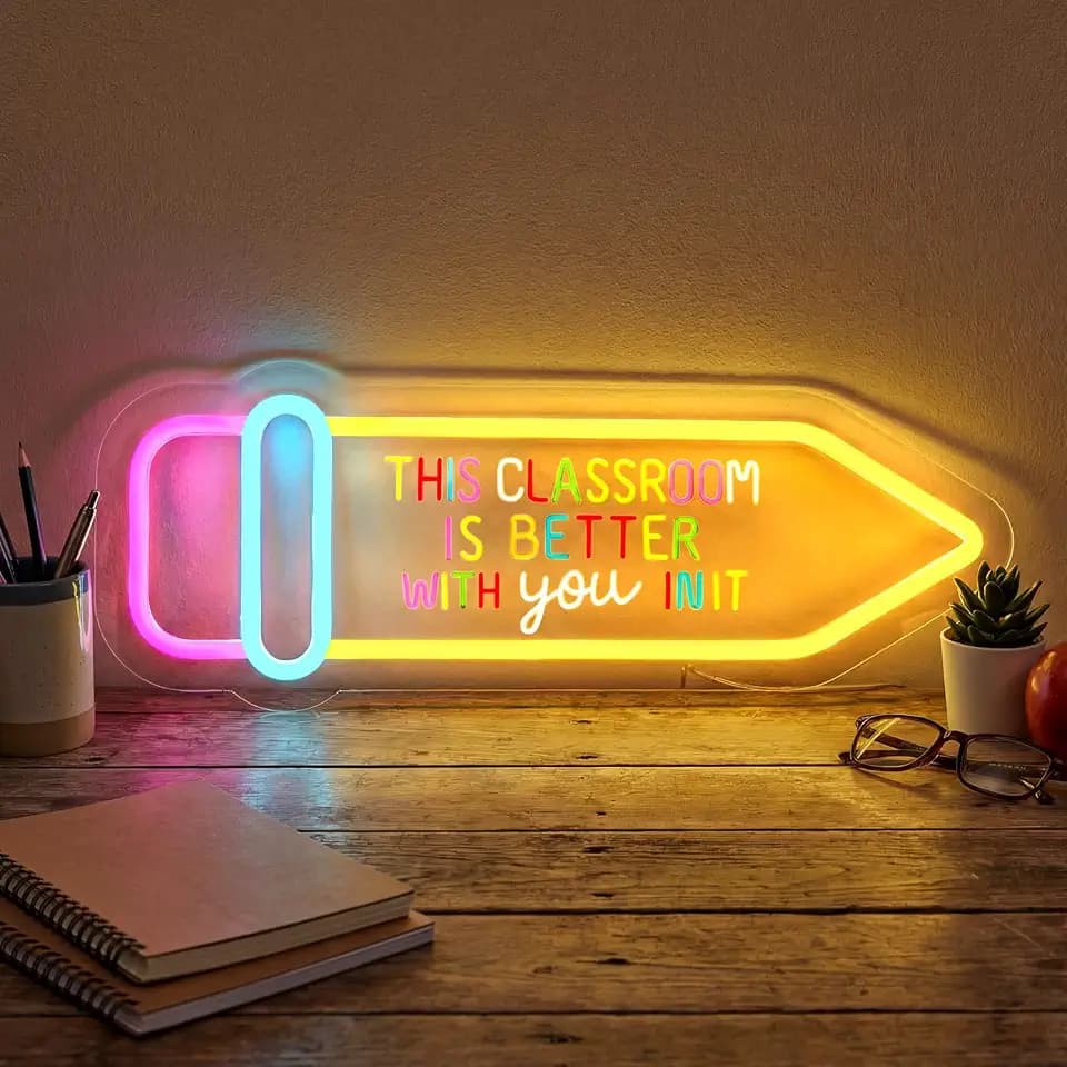 Retisee Motivate Pencil Neon Sign Classroom Back to School Wall Decor 17x6
