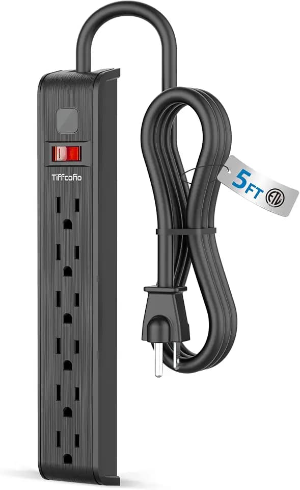 Power Strip Surge Protector, 5 Feet Extension Cord, 600 Joules Surge Protection, Multiple Protection 6 Outlet Strip, ETL Listed 1 Pack