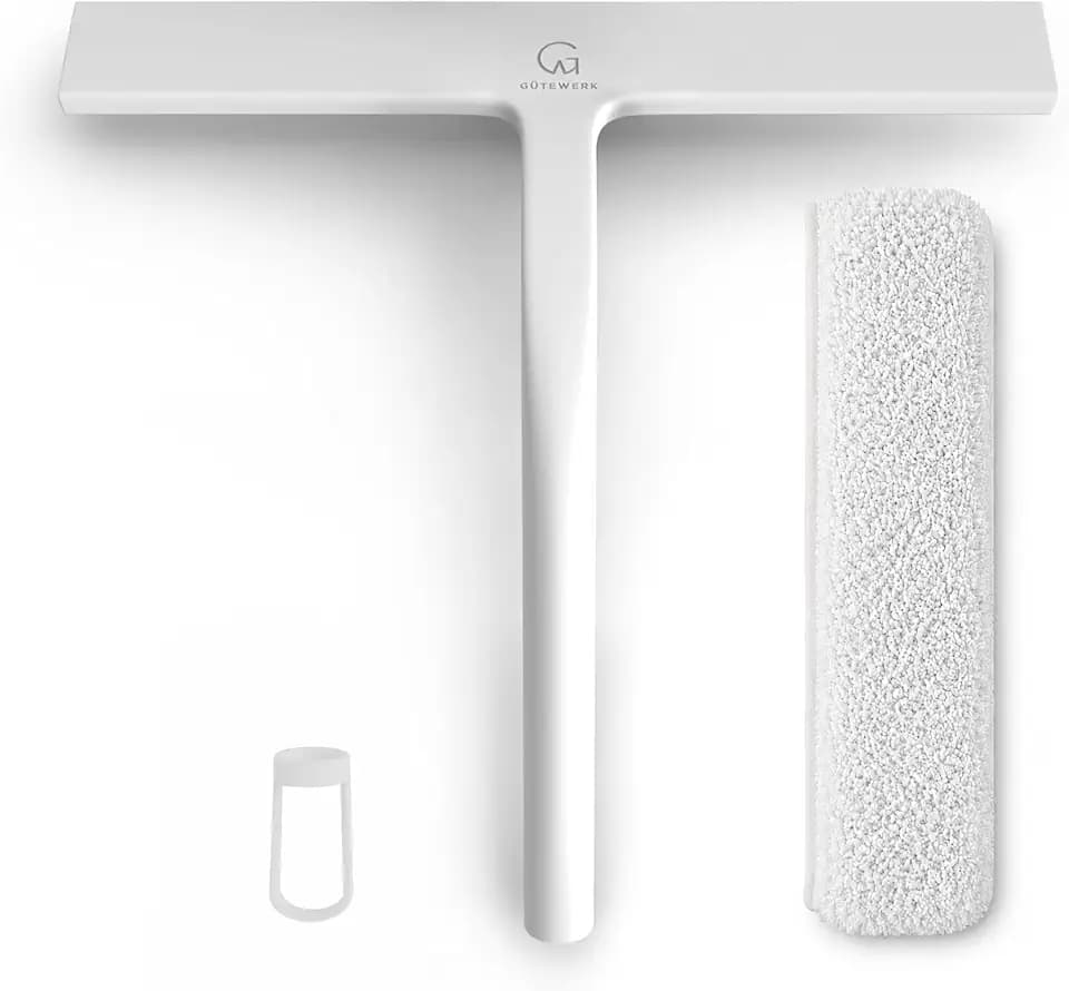 GÜTEWERK Duschabzieher, Vollsilikon-Abzieher Dusche, Weiß, 23 cm