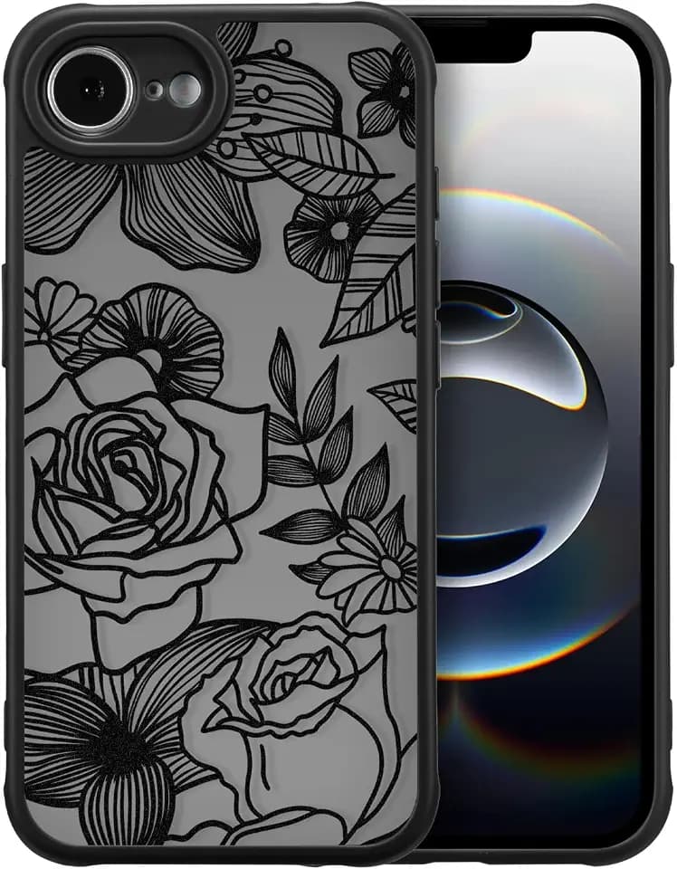 XIZYO for iPhone 17e/iPhone 16e Case Cute Floral, Black