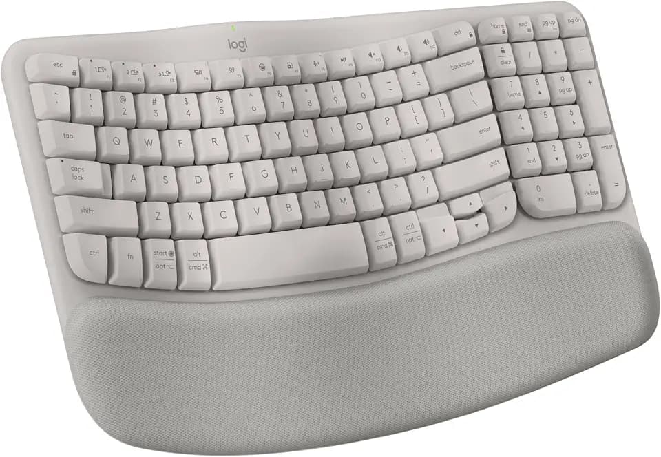 Logitech Wave Keys Ergonomic Wireless Keyboard with Palm Rest - Sand