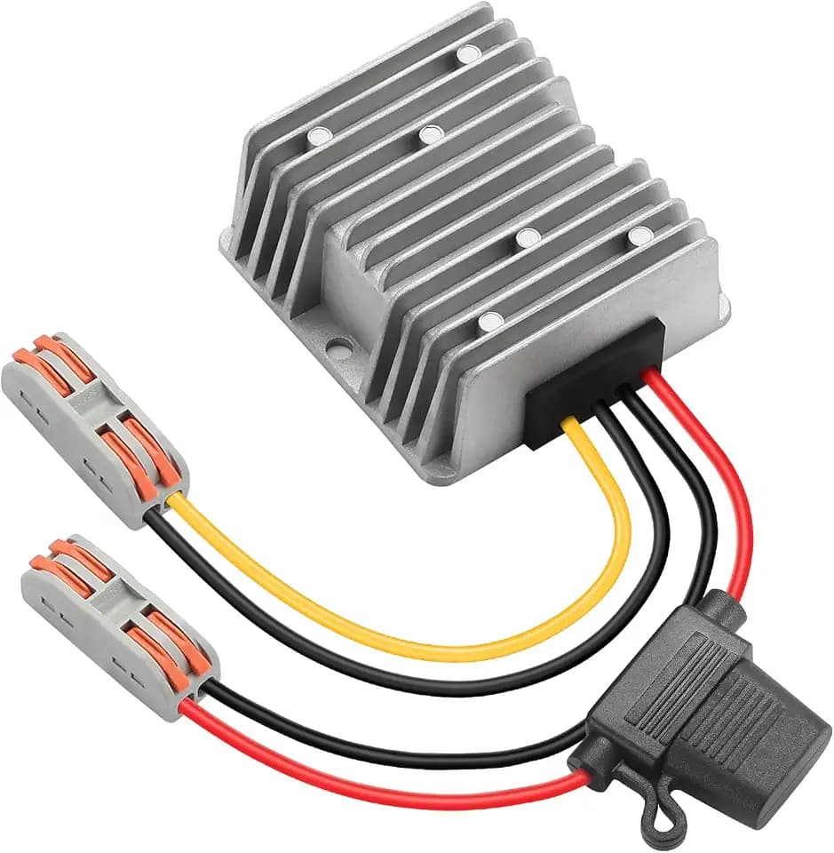 24V to 12V 20A 240W DC-DC Step Down Converter Buck Converter Voltage Regulator Transformer with Fuse for Golf Cart & RVs