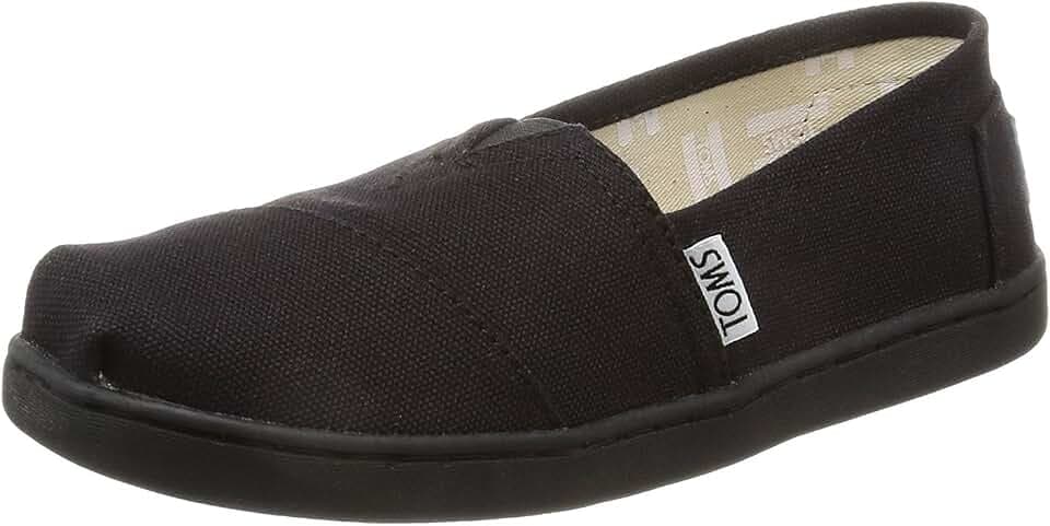 TOMS Unisex-Child Espadrille Sneaker, Black , 4 Big Kid