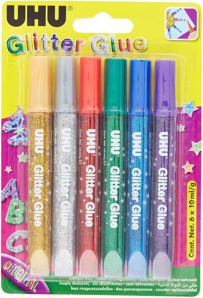 UHU Glitter Glue ORIGINAL, Tuben 6x10ml