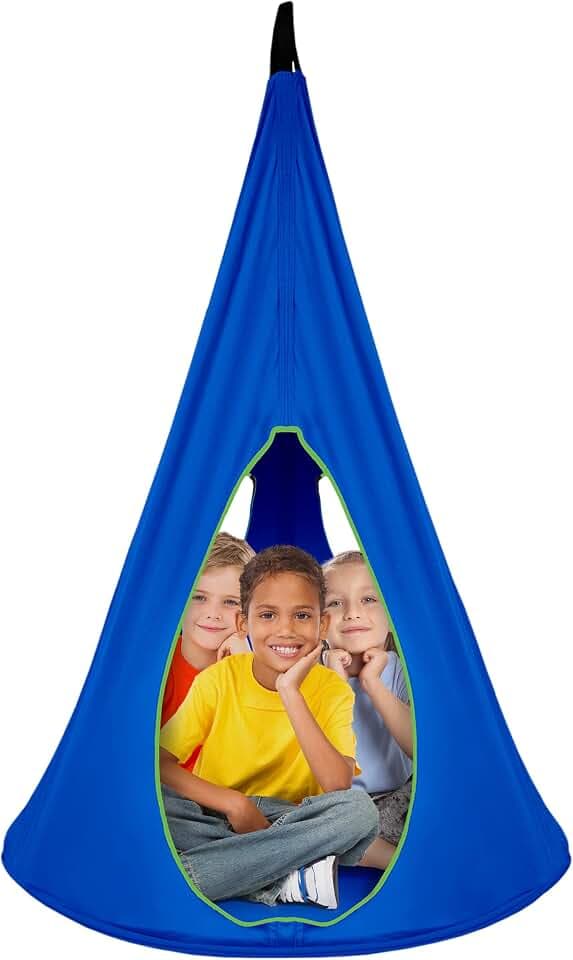Sorbus Pod Swing, Tent Swing for Kids, Hanging Sensory Nest Chair (Blue)