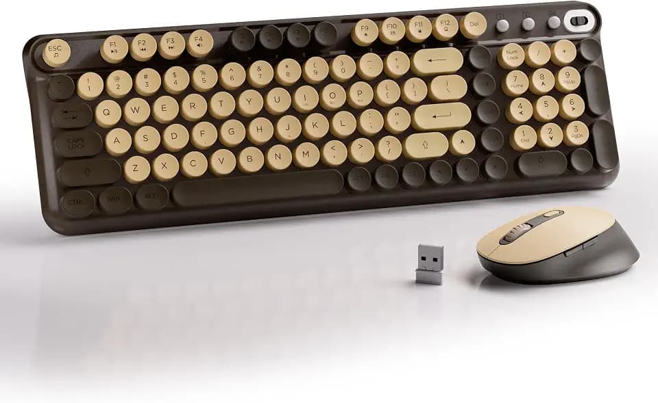 MPTOG Wireless Keyboard and Mouse Combo (Coffee)