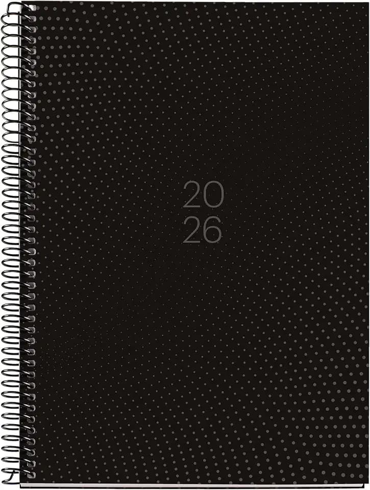 Miquelrius - Kalender 2026, 18 Monate, A5+, Wochenplaner: von Juli 25 bis Dezember 26, Wochenansicht, Spiralbindung aus Metall, gefütterter Kartoneinband, Spanisch-Englisch, Portugiesisch