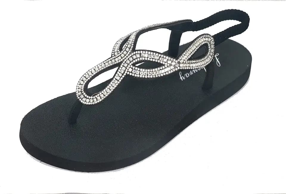 Lowkeyray Women's Summer Sandals womens Flat Sandals Whith Sequins