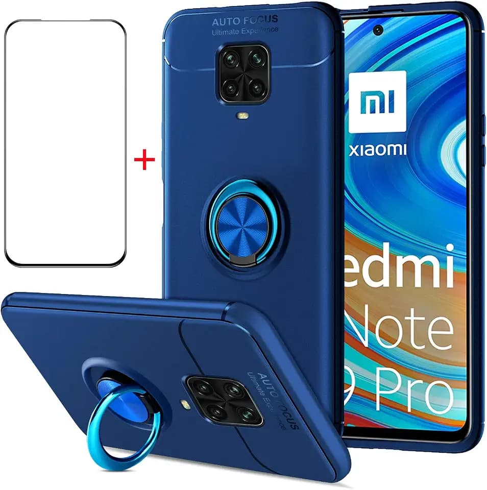 AKABEILA Handyhülle Schutzfolie Xiaomi Redmi Note 9 Pro Max Hülle Handyhülle Silikon für Xiaomi Redmi Note 9S Hülle Case Schutzhülle Telefonhalter Ständer Poco M2 Pro