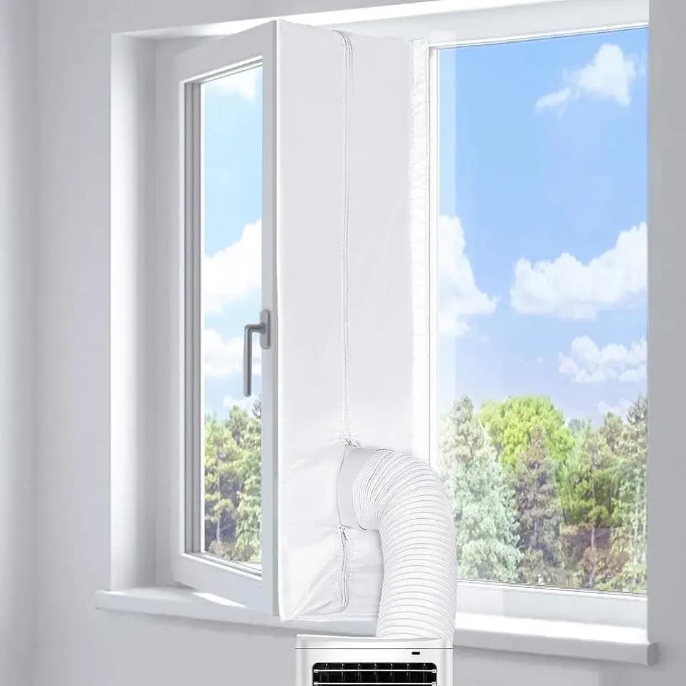 300cm Klimaanlage Fensterabdichtung, Tragbares AC Fenster Dichtungsset, Double Zip, Flügelfenster Dichtungsset für Mobile Klimaanlage, Wasserdichtes Fensterabdichtung, Lüftungsdichtungs