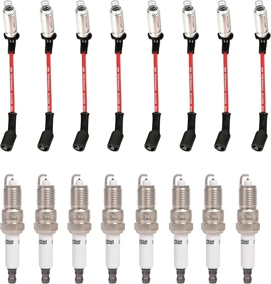 Spark Plug Wires 48322 and Iridium Spark Plugs 41-110 Compatible with Chevy Avalanche Corvette Express Silverado GMC Sierra V8 6.0L