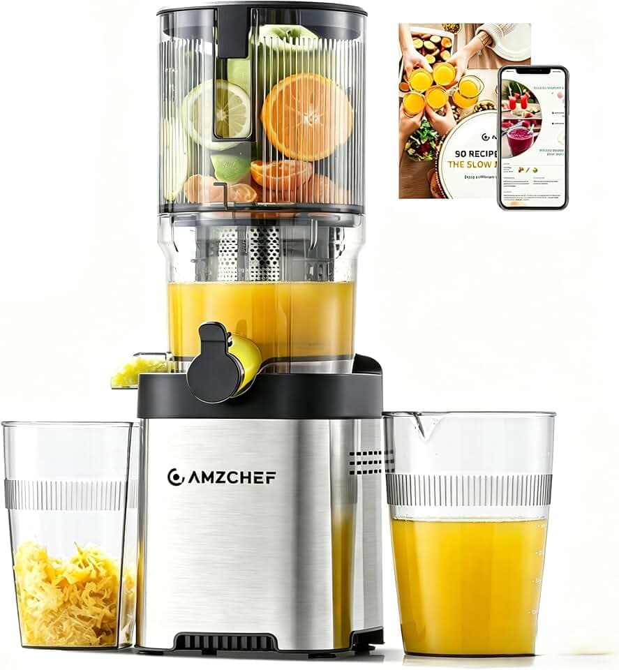 AMZCHEF Entsafter Saftpresse Slow Juicer 130mm, Leise, Leicht zu Reinigen