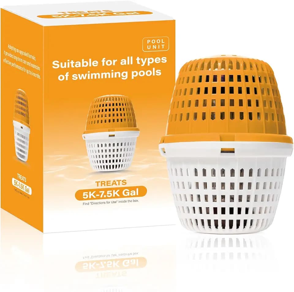 Pool Filter for 5K–7.5K Gallon Pools, Lasts up to 6 Months, Orange & White