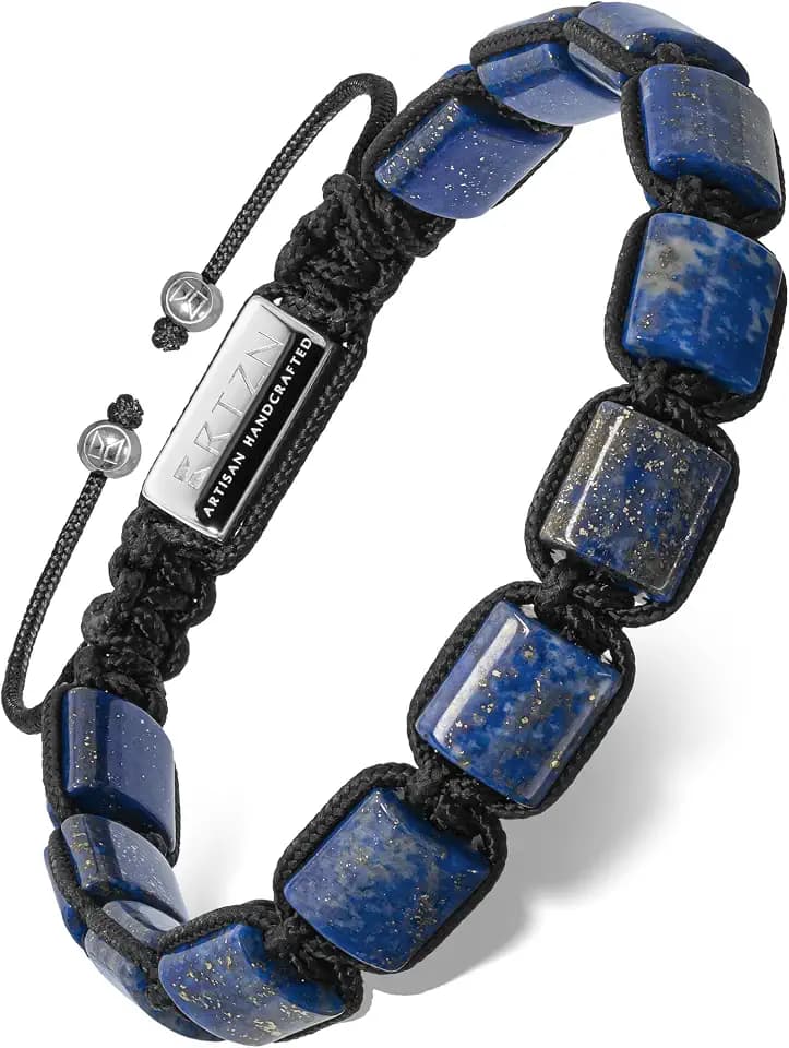 Lapis Lazuli Bracelet for Men – Premium Artisan Handcrafted Authentic Blue Lapis Lazuli Men's Beaded Bracelet – Adjustable Blue Lapis Bracelets for Men