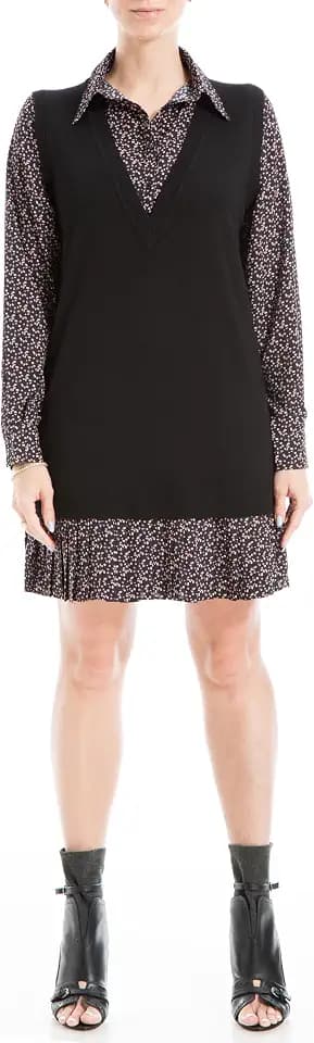 Max Studio Women's Twoffer Long Sleeve Short Sweater Dress