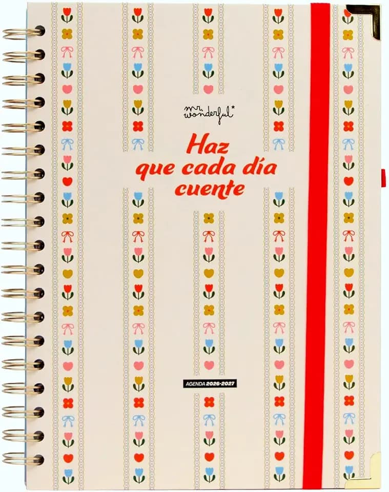 Mr. Wonderful Schülerkalender 2026-2027, extra groß, mit Aufklebern und Extras, Schreibtischplaner September 2026 bis August 2027, mit Lineal und Tasche