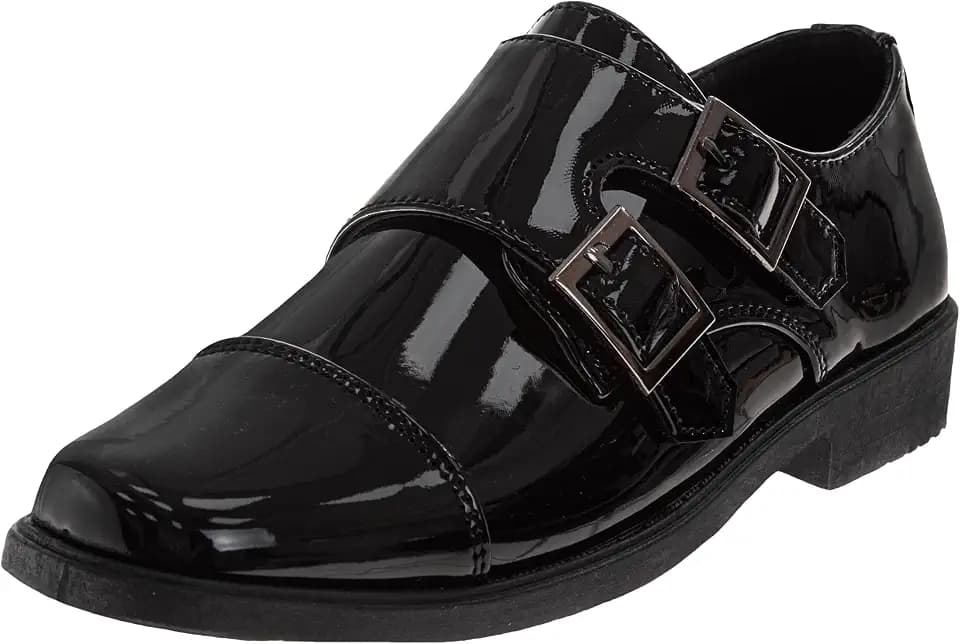 Josmo Boys Dress Shoes - Hook and Loop Double Monk Strap Cap Toe Oxford Loafers (Sizes 7-10 Toddler/Sizes 11-12 Little Kid)