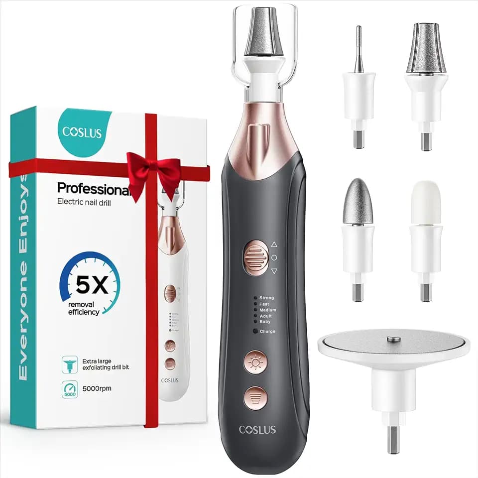 COSLUS C43 Professional Manicure Pedicure Kit, Upgrade Wider Grinder, Gray