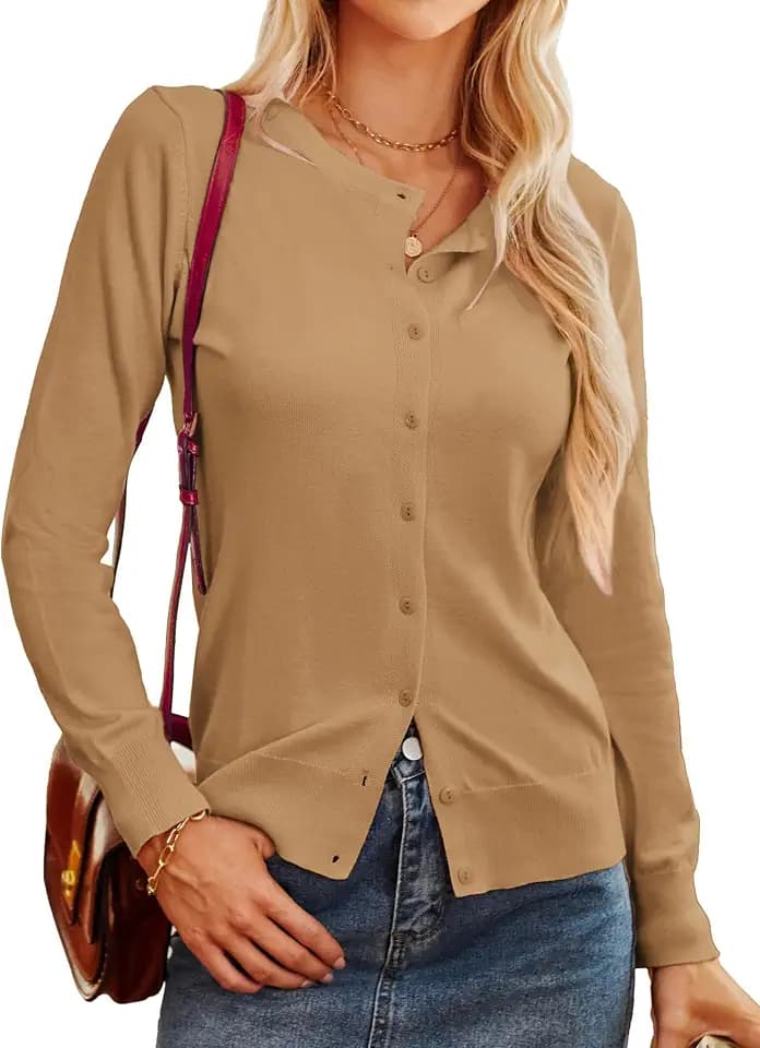 GRACE KARIN Women Cardigan Sweaters Lightweight Button Up Knit Fall Sweater