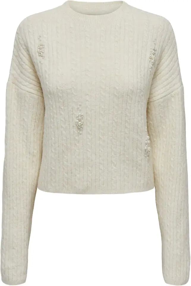 ONLY Damen Onlmarilla Ls Pearl Oneck KNT Strickpullover