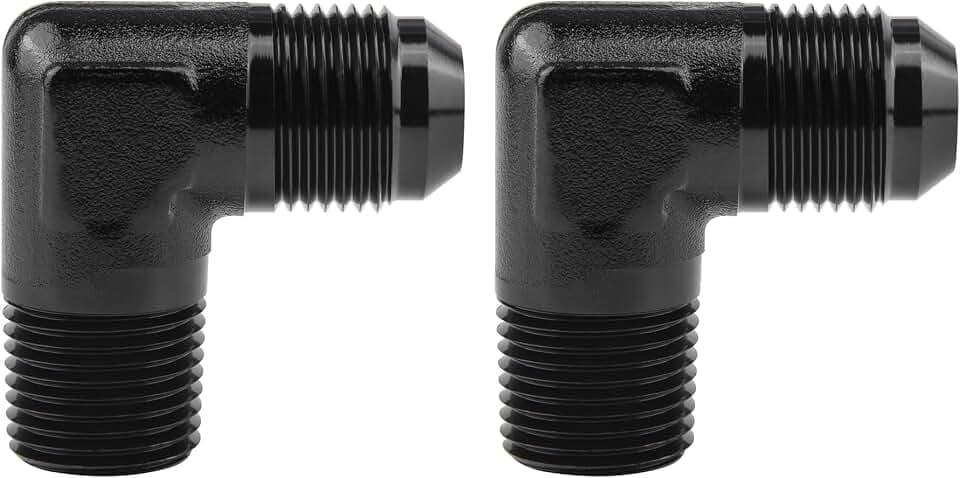 EVIL ENERGY 10AN Male Flare to 1/2" NPT Pipe Fitting Adapter 90 Degree 2PCS