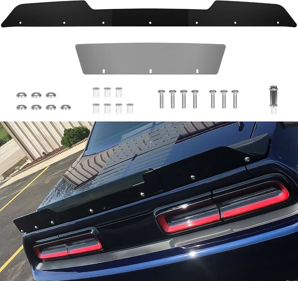 Rear Wickerbill Spoiler for Dodge Challenger SRT RT SXT 2008-2014 Hellcat Scat Pack Includes RivNut Tool Add-on Type Standard Edge Rear Decklid Wicker Bill