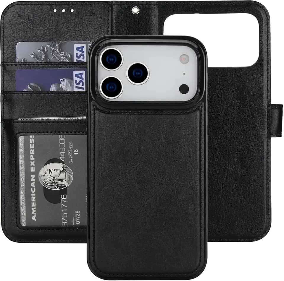 Bocasal Detachable Wallet Case for iPhone 18 Pro Max / 17 Pro Max Black