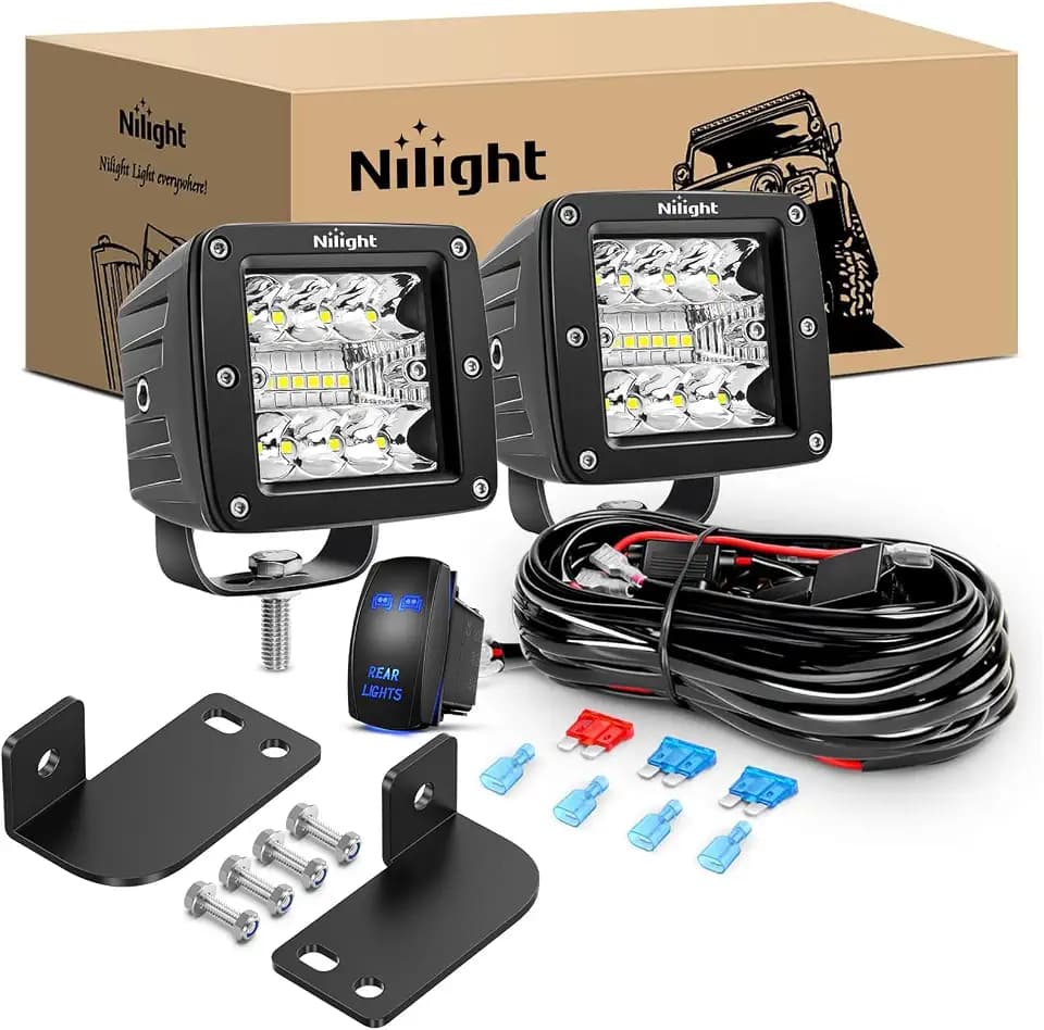 Nilight LED Light Pods 2PCS 3 Inch with Wiring Kit for Polaris Ranger 13-24