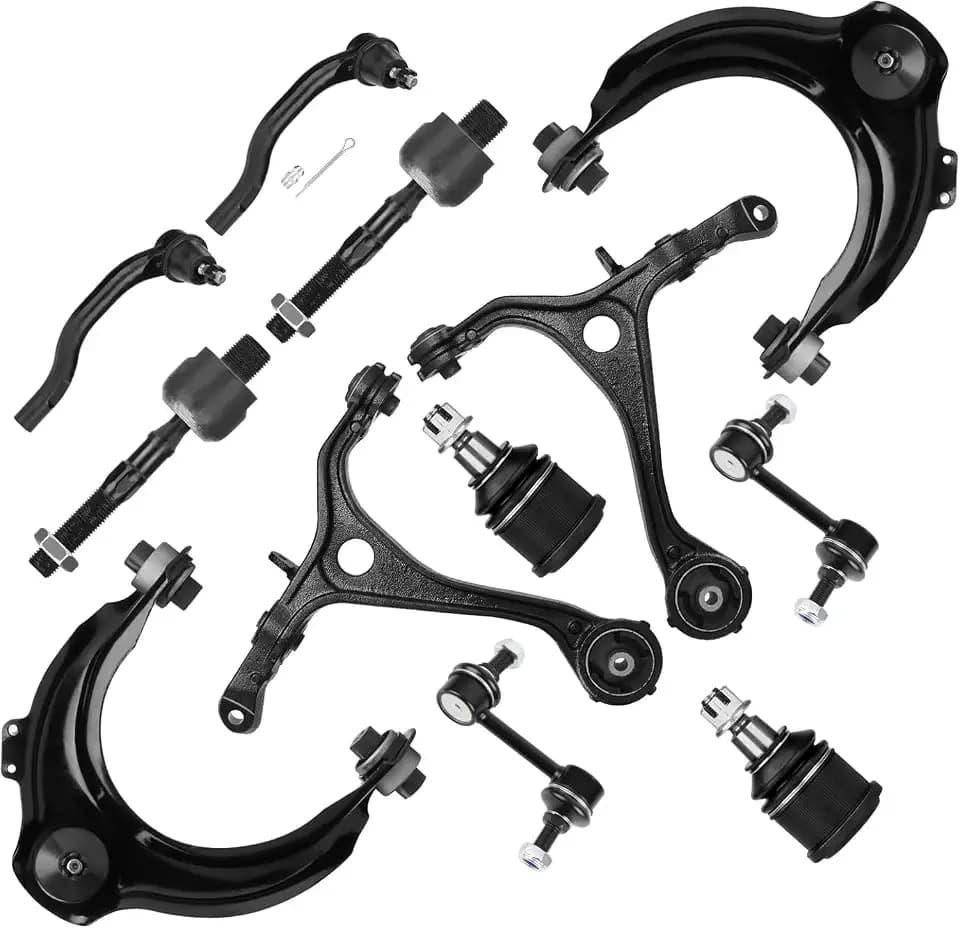 Front Upper and Lower Control Arms w/Ball Joint, Outer Tie Rods Sway Bars Suspension kit Replacement for Accord 2003-2007(2.4L Gas Engine), Acura TSX 2004-2008 (12pc)