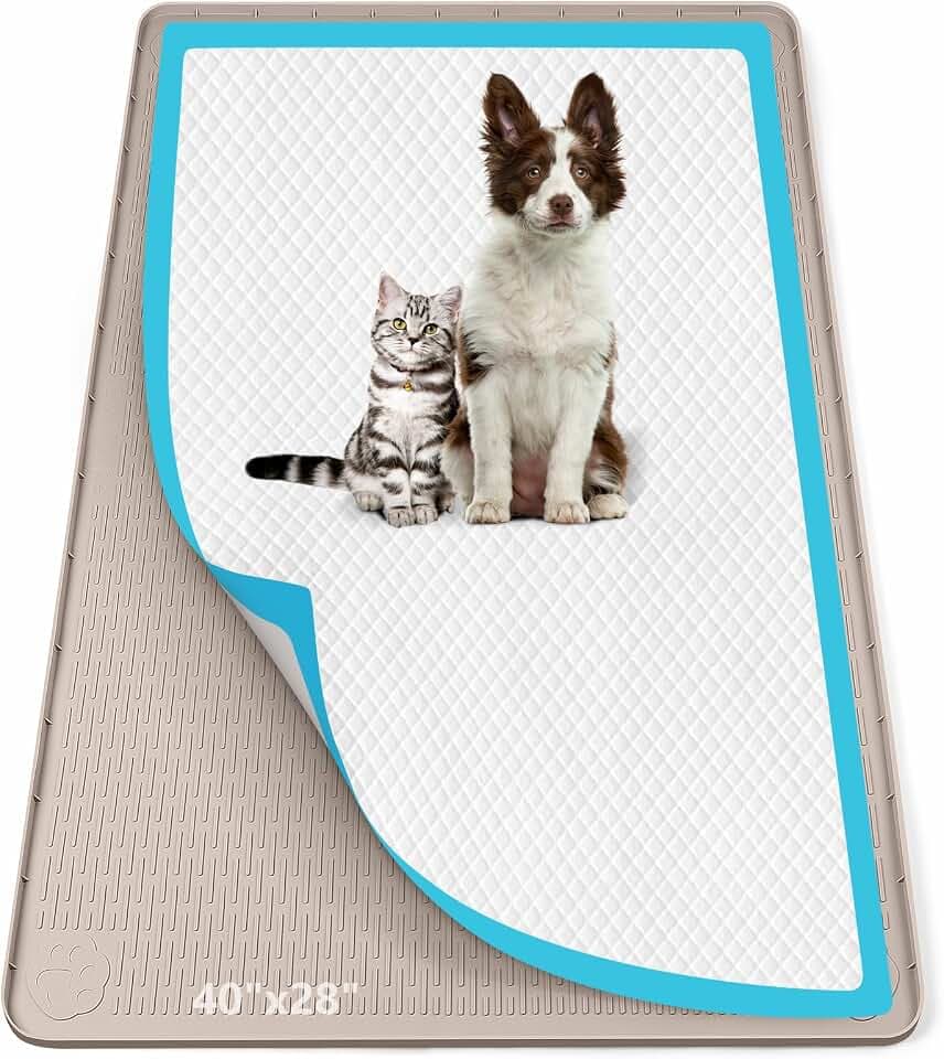 Pee Pad Holder for Dogs 40''x28'' Silicone Puppy Pee Pad Tray, Khaki