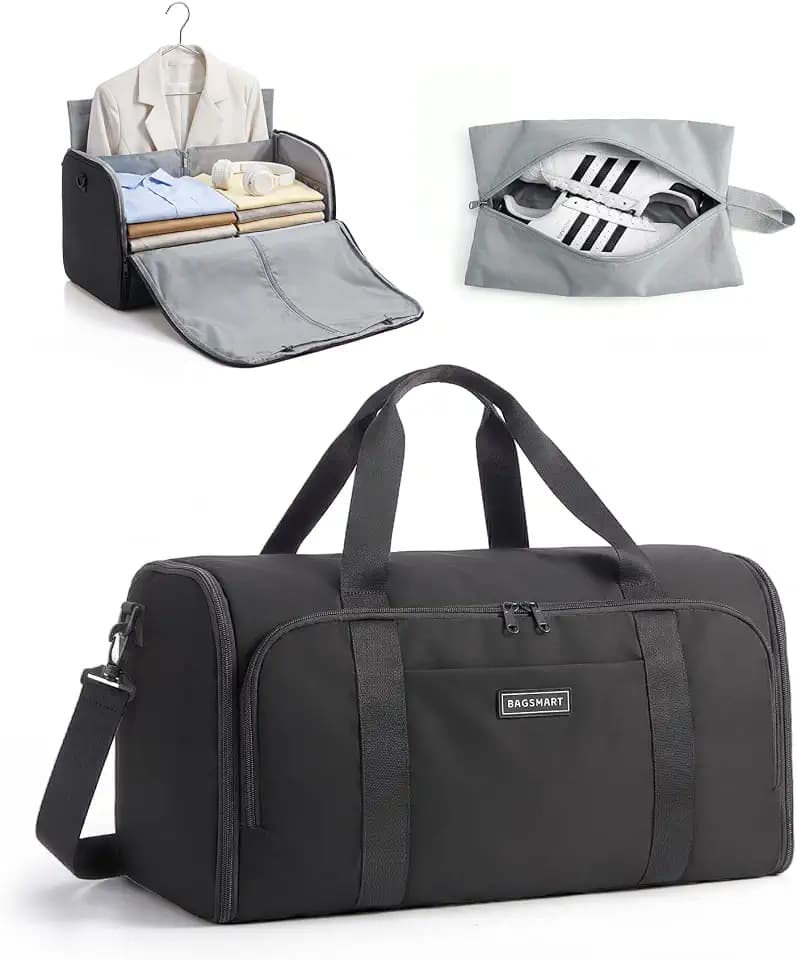 BAGSMART 2-in-1 Garment Duffle Bag with with Shoes Bag, Black