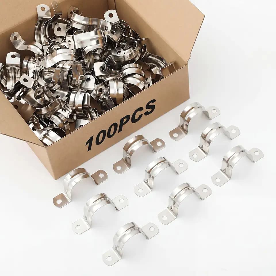 Yaocom 100 Pcs 1 1/4" Opening Pipe Strap 304 Steel Conduit Clamp U Bracket