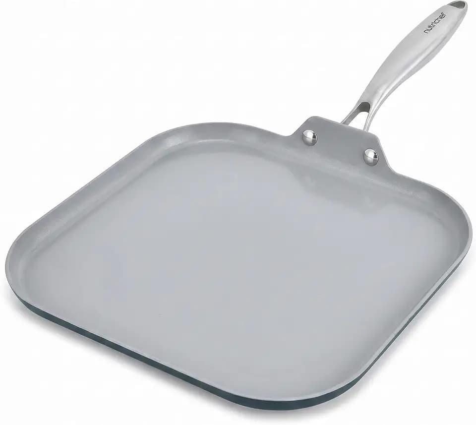 NutriChef 11-Inch Griddle Pan | Ceramic Non-stick with Induction Base